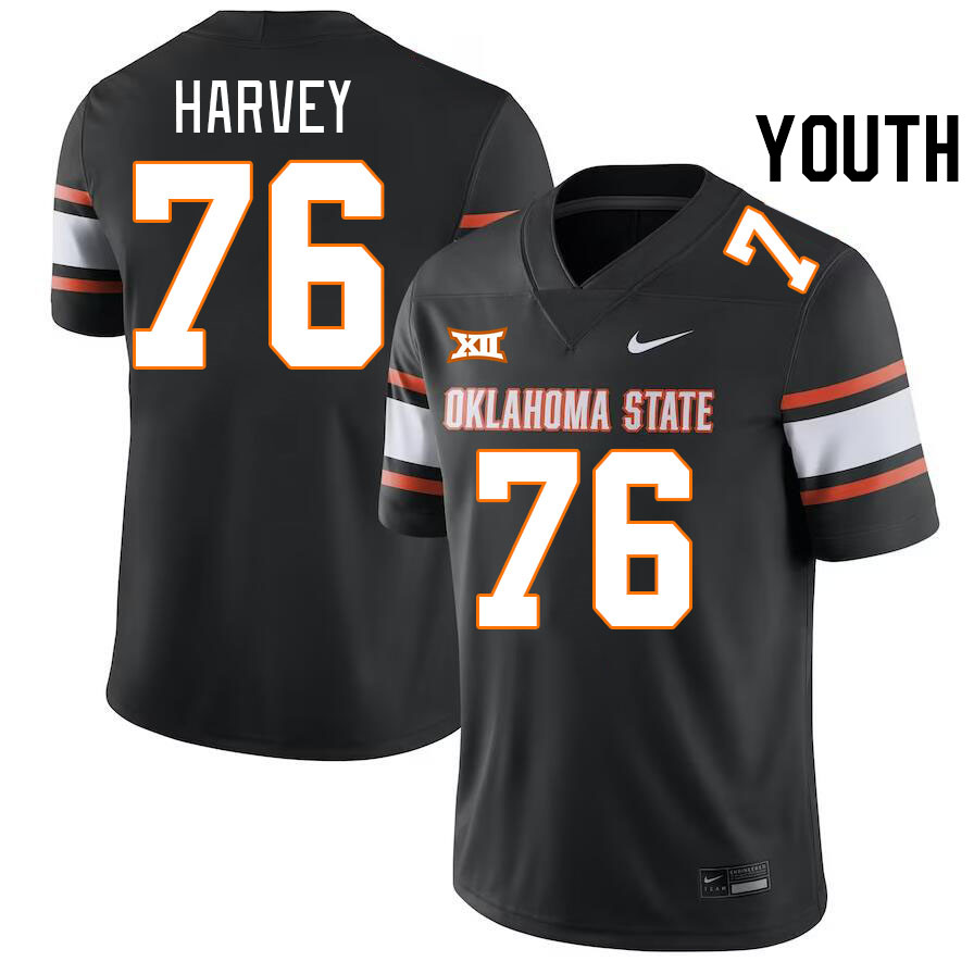 Youth #76 Calvin Harvey Oklahoma State Cowboys College Football Jerseys Stitched-Black